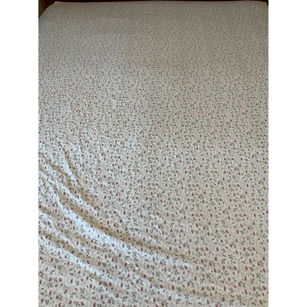 Laura Ashley Bramble Vine Fitted Bed Sheet Pink Ditsy Strawberry Queen Cotton
